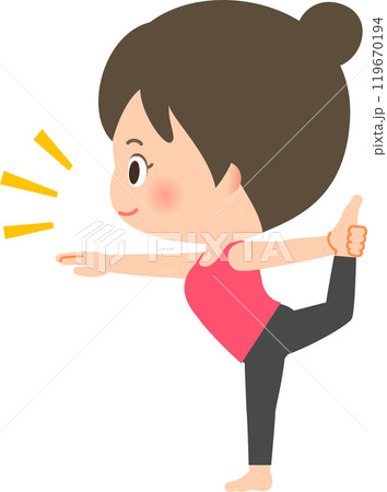 弓を引くポーズをとるトレーニングウェアの女性 弓を引くポーズをとるトレーニングウェアの女性 119670194