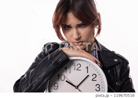 Contemplating Time A Reflective Portrait Featuring a Clock and Its Significance in Life Contemplating Time A Reflective Portrait Featuring a Clock and Its Significance in Life 119670516
