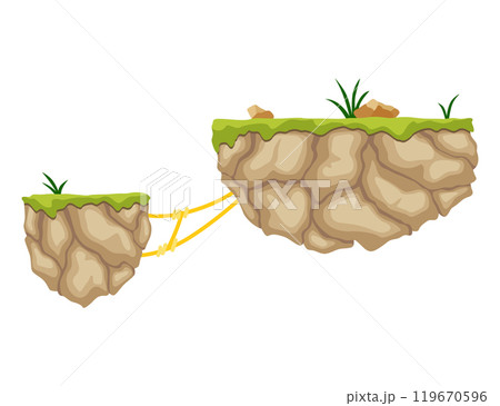 Floating island design element for a fantasy platformer game level that promises fun and excitement 119670596