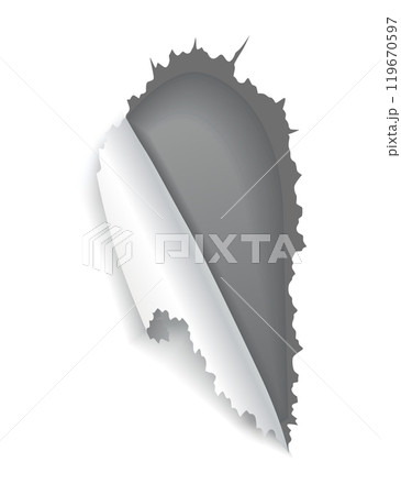 Paper hole of gray torn paper. Torn sides over dark paper background with space for text. Realistic torn paper template Paper hole of gray torn paper. Torn sides over dark paper background with space for text. Realistic torn paper template 119670597