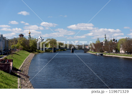 View of the Vologda River Embankment with Historic Buildings and Churches View of the Vologda River Embankment with Historic Buildings and Churches 119671329