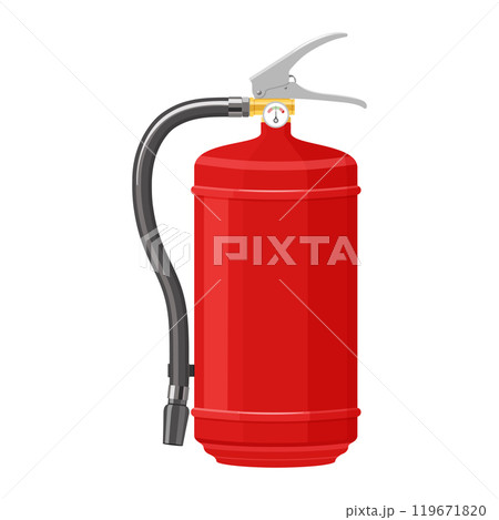 Foam Fire Extinguisher isolated on white background. Portable fire extinguishing equipment from fire department. Professional tool or instrument. Realistic 3D vector illustration Foam Fire Extinguisher isolated on white background. Portable fire extinguishing equipment from fire department. Professional tool or instrument. Realistic 3D vector illustration 119671820