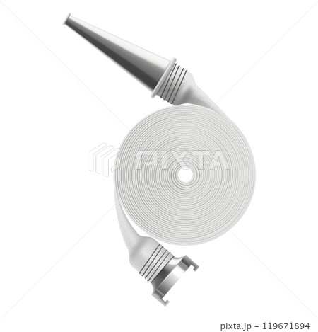 Fire hose reel. Fire equipment. Fire protection. Portable fire extinguishing equipment from fire department. Realistic 3d vector illustration isolated on a white background. Fire hose reel. Fire equipment. Fire protection. Portable fire extinguishing equipment from fire department. Realistic 3d vector illustration isolated on a white background. 119671894