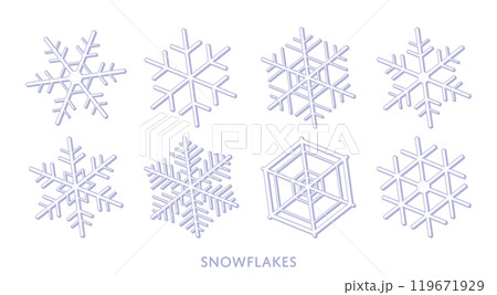 立体的な雪の結晶のイラスト　セット 119671929