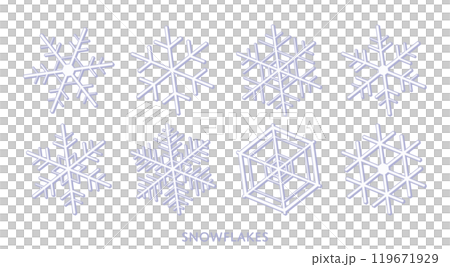 立体的な雪の結晶のイラスト　セット 119671929