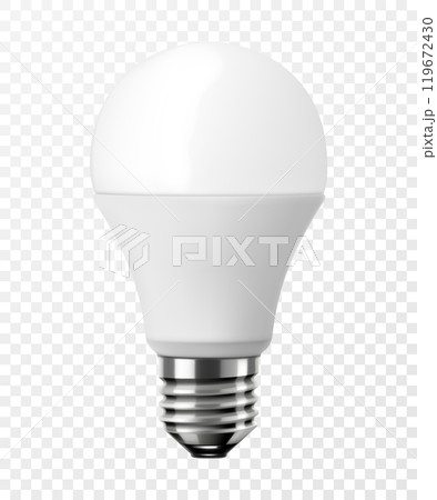 LED light emitting diode energy saving light bulb, economical lightbulb, isolated on transparent background, 3d vector realistic illustration. Energy saving and ecology themes design 119672430