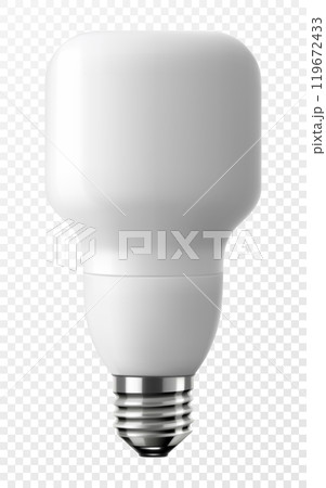 LED light emitting diode energy saving light bulb, economical lightbulb, isolated on transparent background, 3d vector realistic illustration. Energy saving and ecology themes design 119672433