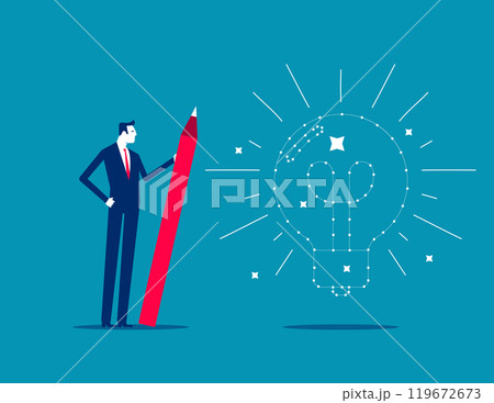 Connecting the dot, solving puzzle problem or business idea, innovation or creativity, challenge or thinking process concept, businessman holding pencil connecting dot puzzle as new lightbulb idea. Connecting the dot, solving puzzle problem or business idea, innovation or creativity, challenge or thinking process concept, businessman holding pencil connecting dot puzzle as new lightbulb idea. 119672673