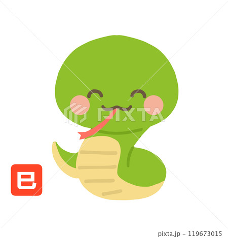 巳年のにっこり笑顔なへび　ラインなし 119673015
