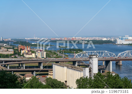 Bridge over a river in a provincial town. 119673181
