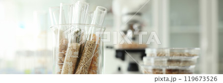Glass tubes with cereals in agricultural laboratory Glass tubes with cereals in agricultural laboratory 119673526