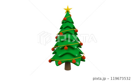 3D rendering, Realistic Christmas tree with ornaments mock up isolated white background.  119673532