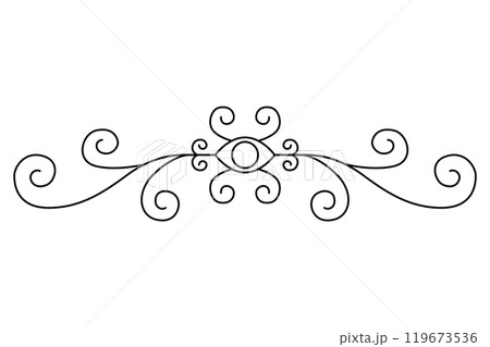 Flourish calligraphic design element. Page decoration symbol to embellish your layout. Linear of vintage swirl 119673536