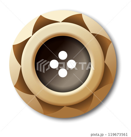 Sewing button icon, isolated on white. Circular button for clothes, art or crafts. Fashion and needlework. Vector isolated illustration 119673561