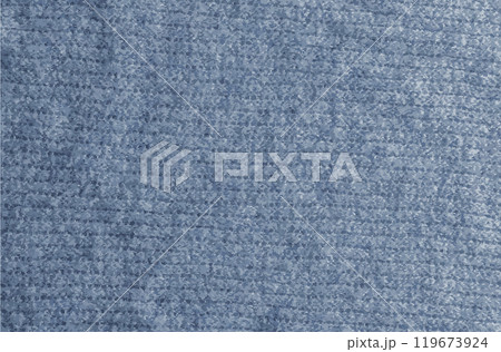 Realistic illustration of a grey-blue knitted carpet close-up. Textile texture on a gray-blue background. Detailed warm yarn background. Natural wool fabric, sweater fragment. Realistic illustration of a grey-blue knitted carpet close-up. Textile texture on a gray-blue background. Detailed warm yarn background. Natural wool fabric, sweater fragment. 119673924