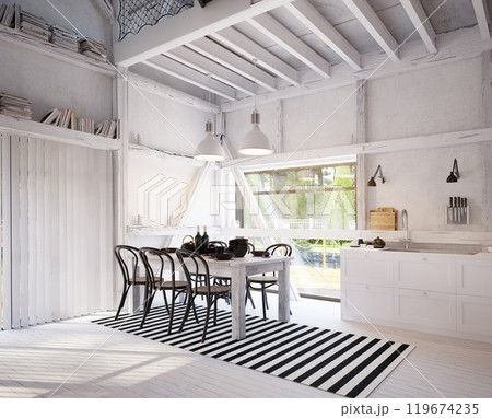 country kitchen interior. 119674235