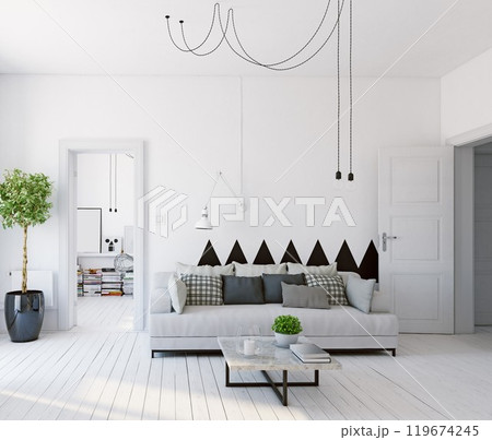 modern living interior design. 119674245