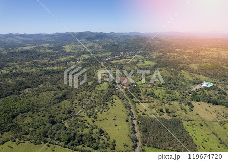 Green landscape with small town Green landscape with small town 119674720