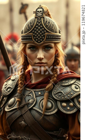 Image of a female warrior  ancient woman 119674821