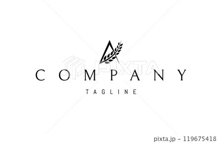 Vector logo with an abstract image of a wheat ear in the shape of the letter A. 119675418