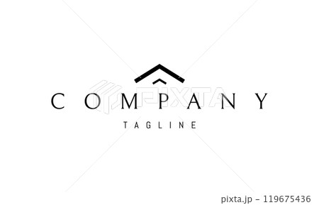 Vector logo with an abstract image of a house roof in a minimalist style. Vector logo with an abstract image of a house roof in a minimalist style. 119675436