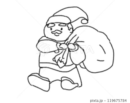 鉛筆画風のサンタクロースの線画イラスト 119675784
