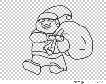 鉛筆画風のサンタクロースの線画イラスト 119675784