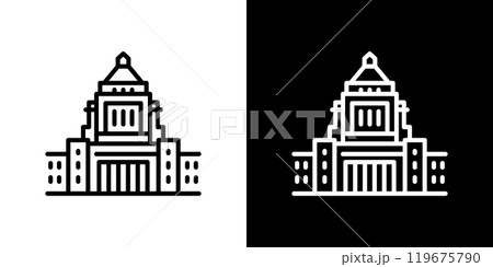 国会議事堂のシンプルなラインアイコン 119675790