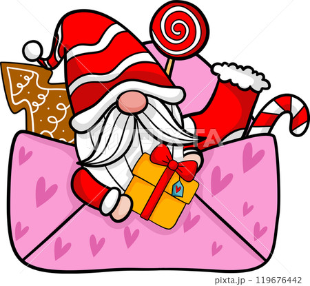 Cute gnome with letter for Christmas celebration illustration by hand drawn. 119676442