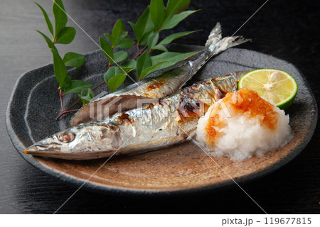 秋刀魚の塩焼き 秋刀魚の塩焼き 119677815