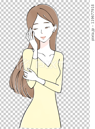 Illustration of a beautiful long-haired woman 119677918
