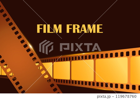 Film frame background with shiny film strip. Movie film concept. Vector illustration 119678760