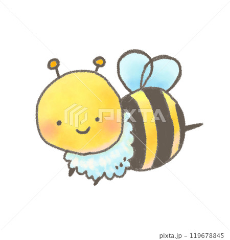 楽しそうに飛んでるかわいいミツバチのキャラクター  119678845