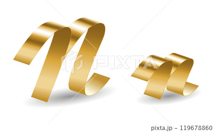 English Golden Ribbon N Letters in Script Lettering Font with Shadows. Vector Alphabet Signs Isolated on White Background English Golden Ribbon N Letters in Script Lettering Font with Shadows. Vector Alphabet Signs Isolated on White Background 119678860