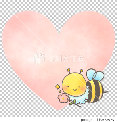 お花を持って楽しそうに飛ぶかわいいミツバチのキャラクター お花を持って楽しそうに飛ぶかわいいミツバチのキャラクター 119678975