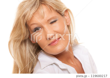 Portrait mature business woman isolated Portrait mature business woman isolated 119680217