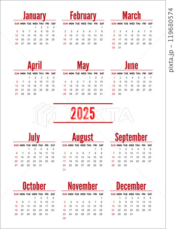 pocket calendar for 2025. Vector calendar template for business pocket calendar for 2025. Vector calendar template for business 119680574