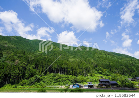 《日本の田舎の風景》新緑の季節を迎えた岐阜県馬瀬地区 119682644