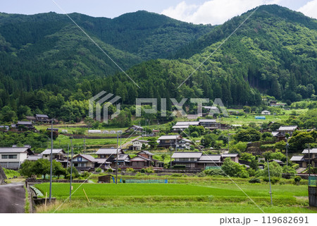 《日本の田舎の風景》新緑の季節を迎えた岐阜県馬瀬地区 119682691