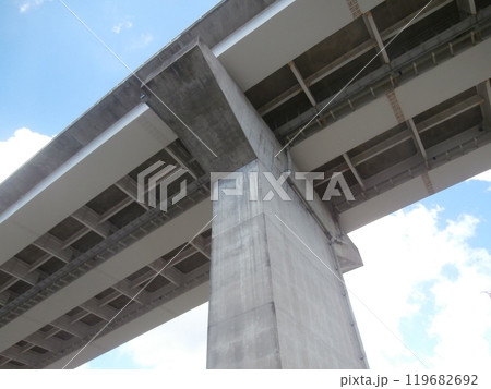 下から見上げた高速道路・高架橋(晴天) 下から見上げた高速道路・高架橋(晴天) 119682692