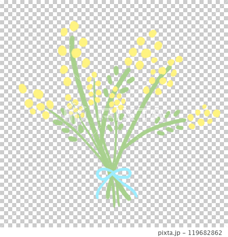 簡單的含羞草花束的插圖 119682862