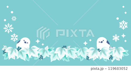 シマエナガの背景イラスト ( ベクター ナチュラル 小鳥 葉っぱ 雪の結晶 コピースペース ) シマエナガの背景イラスト ( ベクター ナチュラル 小鳥 葉っぱ 雪の結晶 コピースペース ) 119683052
