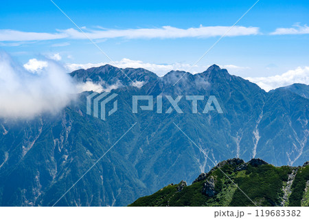 別山北峰から見る針ノ木岳と蓮華岳　北アルプス劔岳登山 119683382