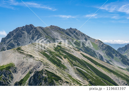 別山南峰から見る立山と真砂岳 北アルプス劔岳登山 別山南峰から見る立山と真砂岳 北アルプス劔岳登山 119683397