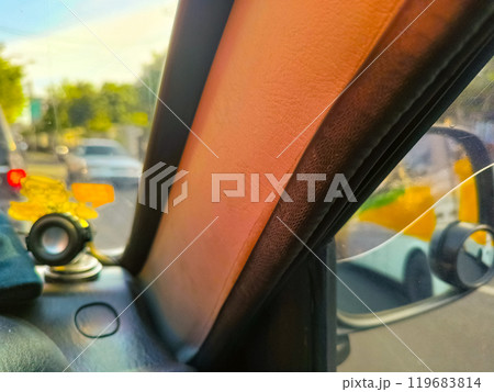 Car interior of an old car 119683814