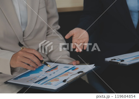 Business Documents, Auditor businesswoman checking searching document legal prepare paperwork or report for analysis TAX time,accountant Documents data contract partner deal in workplace office 119684854