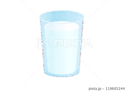 水彩風のコップに入った牛乳のイラスト 119685244