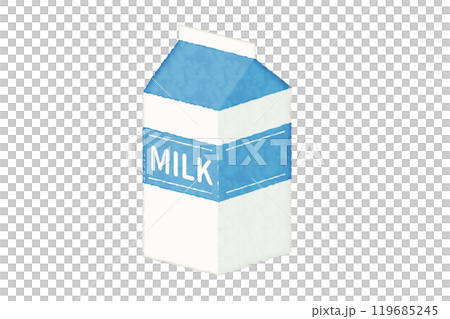 水彩風牛奶盒插畫 119685245