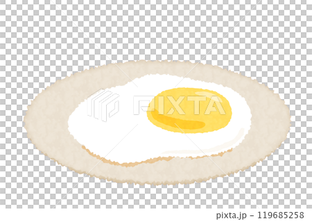 Vector illustration of a fried egg on a watercolor plate 119685258