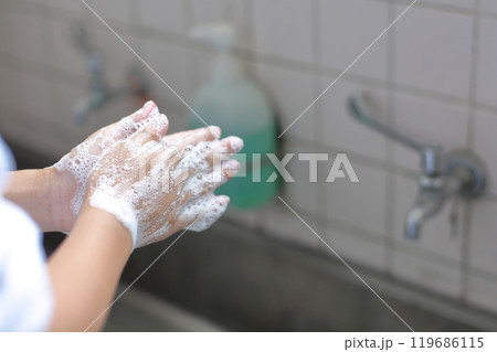 小学校、給食、配膳 小学校、給食、配膳 119686115